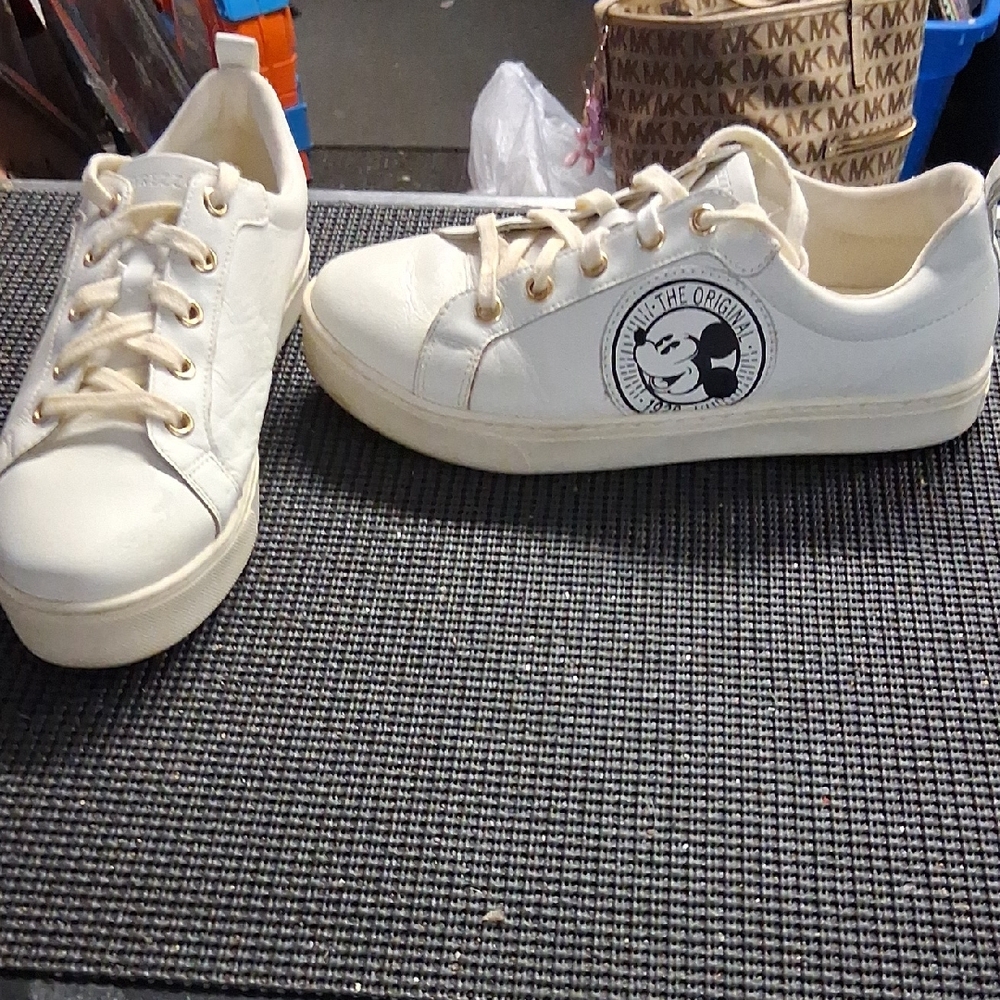 White Sneakers with Mickey Mouse Logo